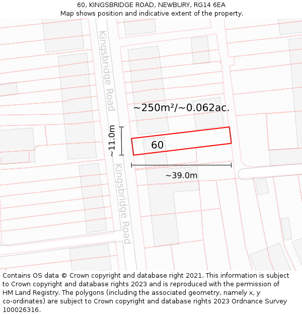 60, KINGSBRIDGE ROAD, NEWBURY, RG14 6EA: Plot and title map