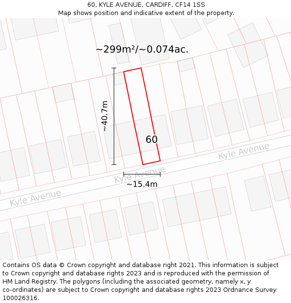 60, KYLE AVENUE, CARDIFF, CF14 1SS: Plot and title map