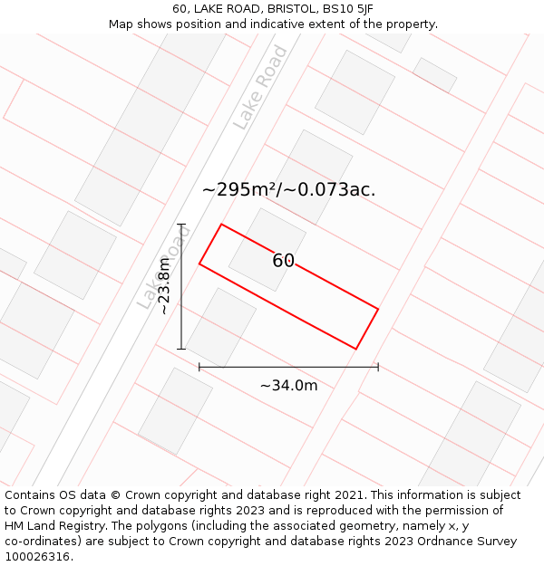 60, LAKE ROAD, BRISTOL, BS10 5JF: Plot and title map