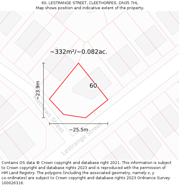 60, LESTRANGE STREET, CLEETHORPES, DN35 7HL: Plot and title map