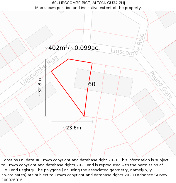 60, LIPSCOMBE RISE, ALTON, GU34 2HJ: Plot and title map