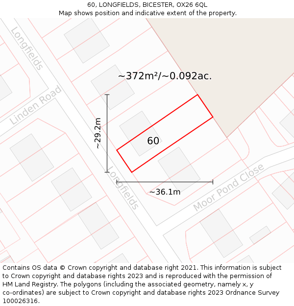 60, LONGFIELDS, BICESTER, OX26 6QL: Plot and title map