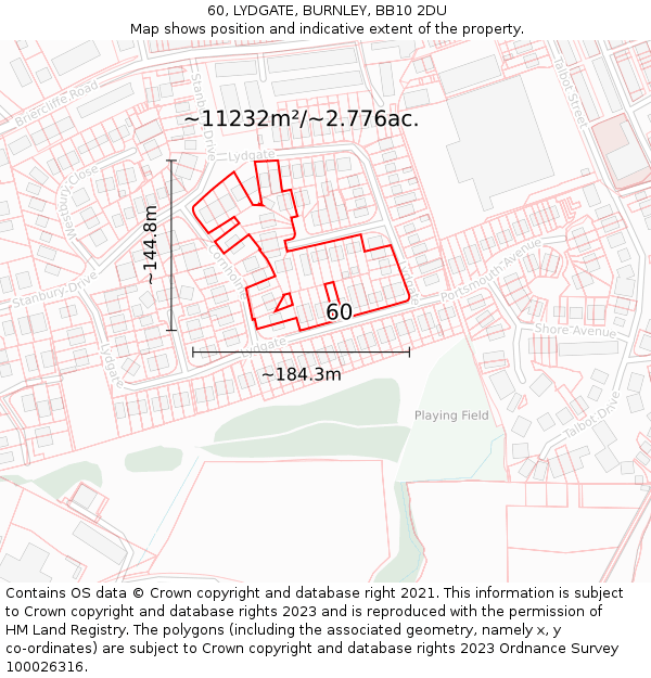 60, LYDGATE, BURNLEY, BB10 2DU: Plot and title map