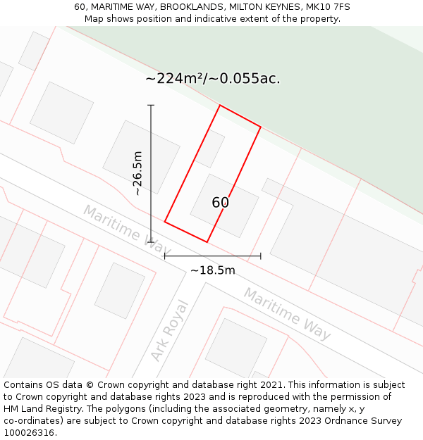 60, MARITIME WAY, BROOKLANDS, MILTON KEYNES, MK10 7FS: Plot and title map