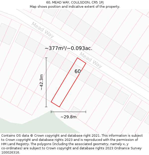 60, MEAD WAY, COULSDON, CR5 1PJ: Plot and title map