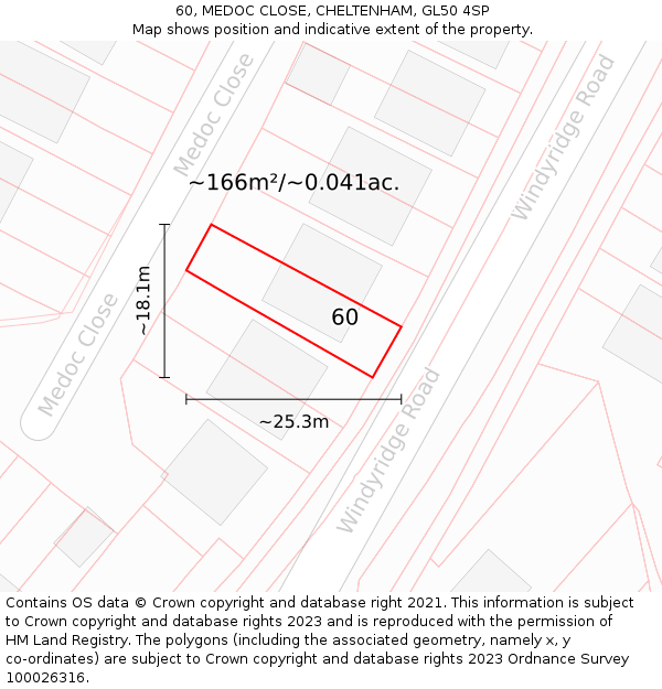 60, MEDOC CLOSE, CHELTENHAM, GL50 4SP: Plot and title map