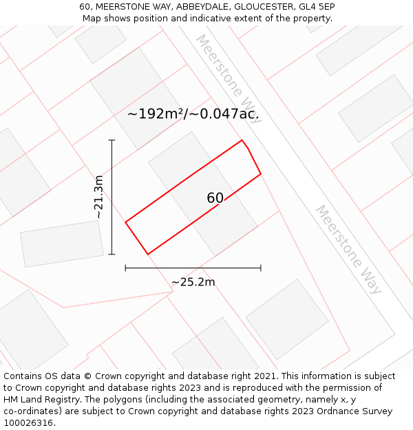 60, MEERSTONE WAY, ABBEYDALE, GLOUCESTER, GL4 5EP: Plot and title map