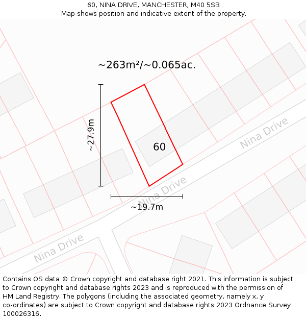 60, NINA DRIVE, MANCHESTER, M40 5SB: Plot and title map