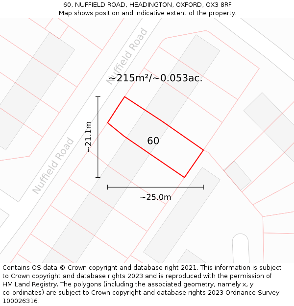 60, NUFFIELD ROAD, HEADINGTON, OXFORD, OX3 8RF: Plot and title map