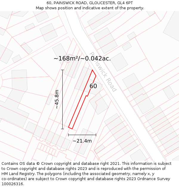 60, PAINSWICK ROAD, GLOUCESTER, GL4 6PT: Plot and title map