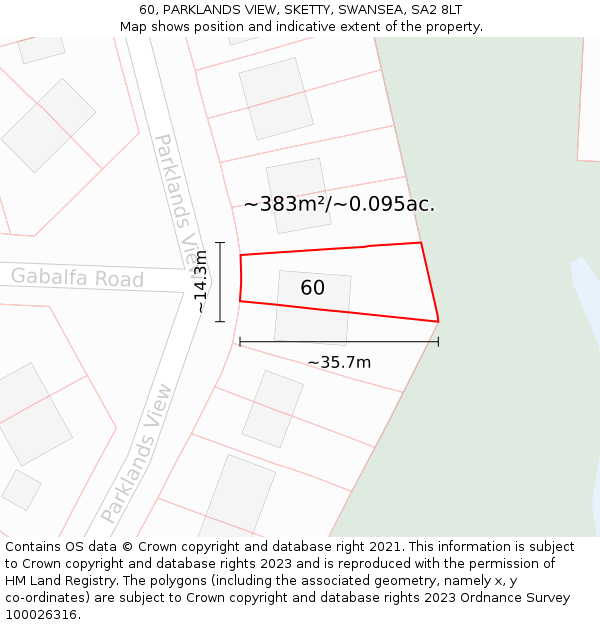60, PARKLANDS VIEW, SKETTY, SWANSEA, SA2 8LT: Plot and title map