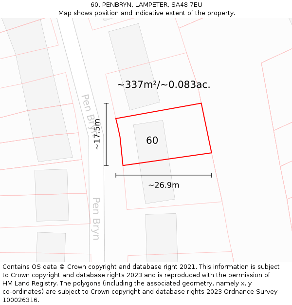 60, PENBRYN, LAMPETER, SA48 7EU: Plot and title map