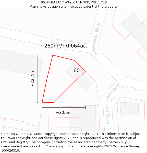 60, PHEASANT WAY, CANNOCK, WS11 7LB: Plot and title map