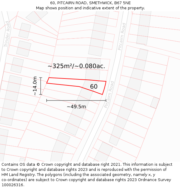 60, PITCAIRN ROAD, SMETHWICK, B67 5NE: Plot and title map