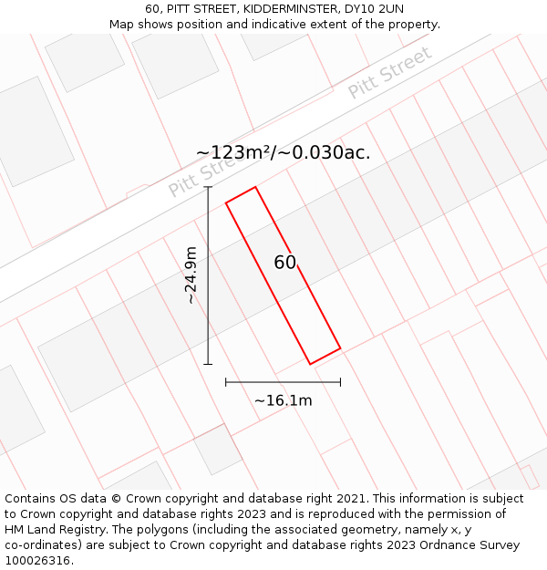60, PITT STREET, KIDDERMINSTER, DY10 2UN: Plot and title map
