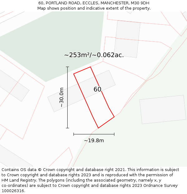 60, PORTLAND ROAD, ECCLES, MANCHESTER, M30 9DH: Plot and title map