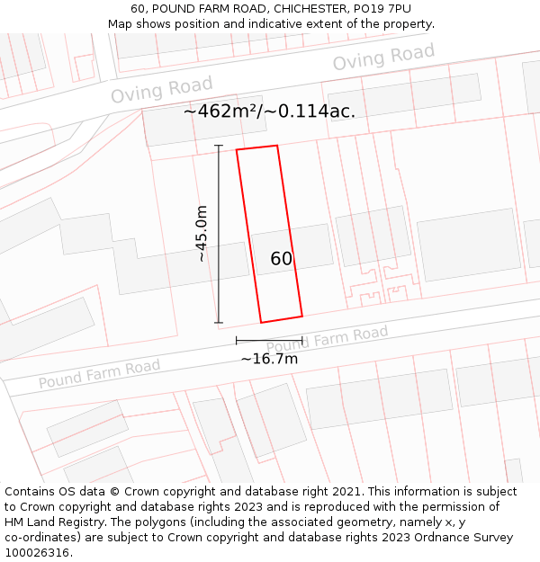 60, POUND FARM ROAD, CHICHESTER, PO19 7PU: Plot and title map