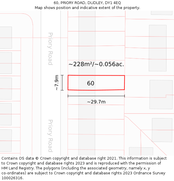 60, PRIORY ROAD, DUDLEY, DY1 4EQ: Plot and title map