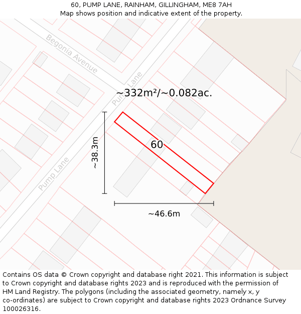 60, PUMP LANE, RAINHAM, GILLINGHAM, ME8 7AH: Plot and title map