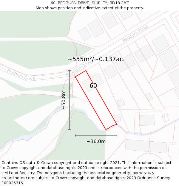 60, REDBURN DRIVE, SHIPLEY, BD18 3AZ: Plot and title map