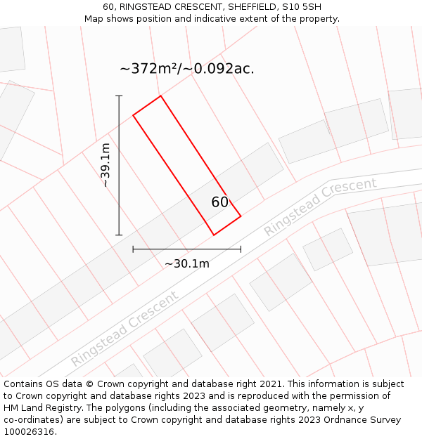 60, RINGSTEAD CRESCENT, SHEFFIELD, S10 5SH: Plot and title map