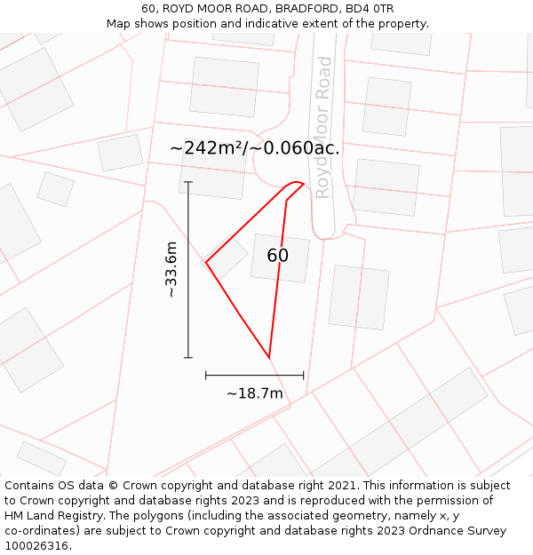 60, ROYD MOOR ROAD, BRADFORD, BD4 0TR: Plot and title map