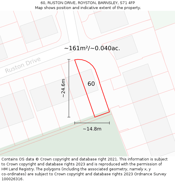 60, RUSTON DRIVE, ROYSTON, BARNSLEY, S71 4FP: Plot and title map
