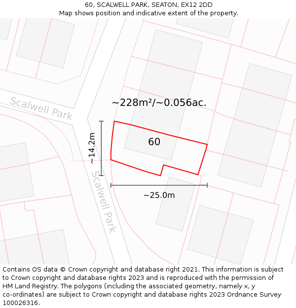 60, SCALWELL PARK, SEATON, EX12 2DD: Plot and title map