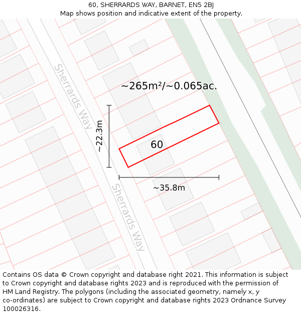 60, SHERRARDS WAY, BARNET, EN5 2BJ: Plot and title map