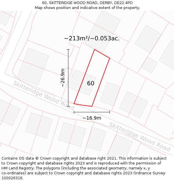 60, SKITTERIDGE WOOD ROAD, DERBY, DE22 4PD: Plot and title map