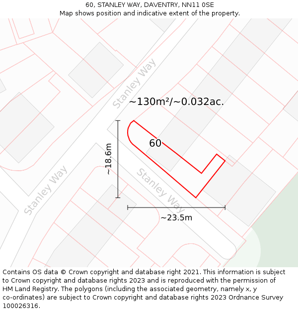 60, STANLEY WAY, DAVENTRY, NN11 0SE: Plot and title map