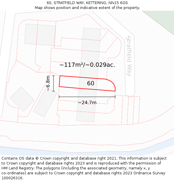 60, STRATFIELD WAY, KETTERING, NN15 6GS: Plot and title map