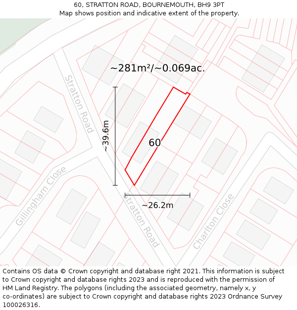 60, STRATTON ROAD, BOURNEMOUTH, BH9 3PT: Plot and title map