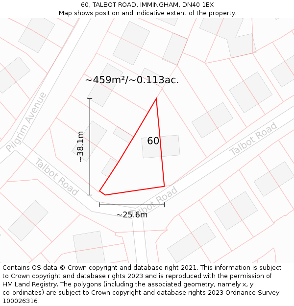 60, TALBOT ROAD, IMMINGHAM, DN40 1EX: Plot and title map