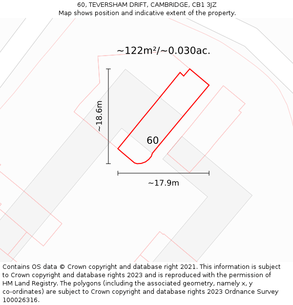 60, TEVERSHAM DRIFT, CAMBRIDGE, CB1 3JZ: Plot and title map