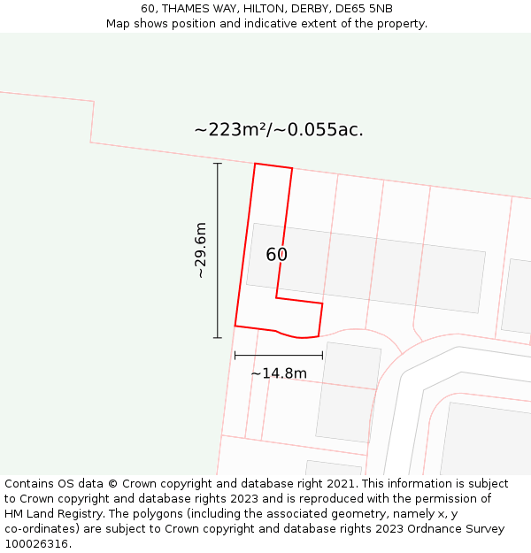 60, THAMES WAY, HILTON, DERBY, DE65 5NB: Plot and title map