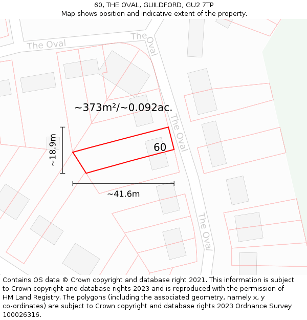 60, THE OVAL, GUILDFORD, GU2 7TP: Plot and title map