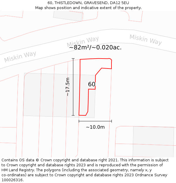 60, THISTLEDOWN, GRAVESEND, DA12 5EU: Plot and title map