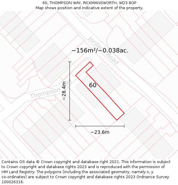 60, THOMPSON WAY, RICKMANSWORTH, WD3 8GP: Plot and title map