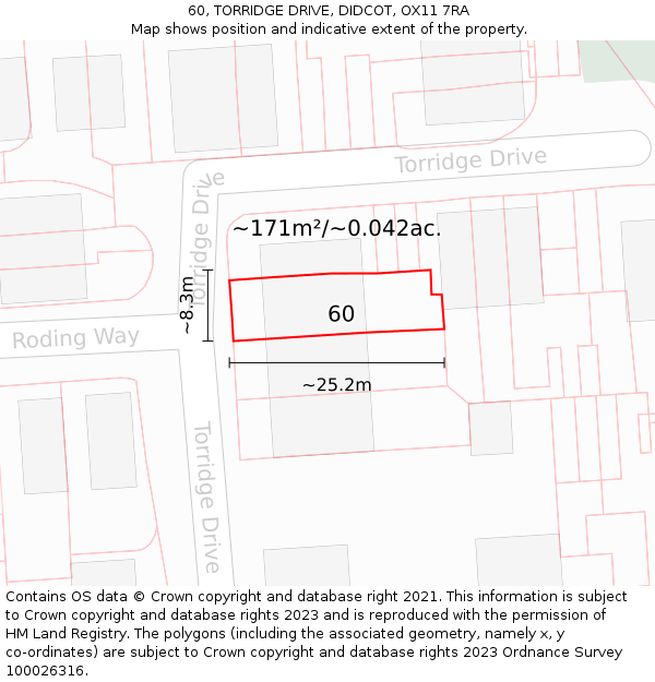60, TORRIDGE DRIVE, DIDCOT, OX11 7RA: Plot and title map