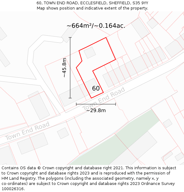 60, TOWN END ROAD, ECCLESFIELD, SHEFFIELD, S35 9YY: Plot and title map