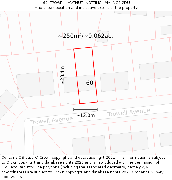 60, TROWELL AVENUE, NOTTINGHAM, NG8 2DU: Plot and title map
