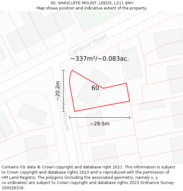 60, WAINCLIFFE MOUNT, LEEDS, LS11 8AH: Plot and title map