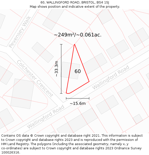 60, WALLINGFORD ROAD, BRISTOL, BS4 1SJ: Plot and title map