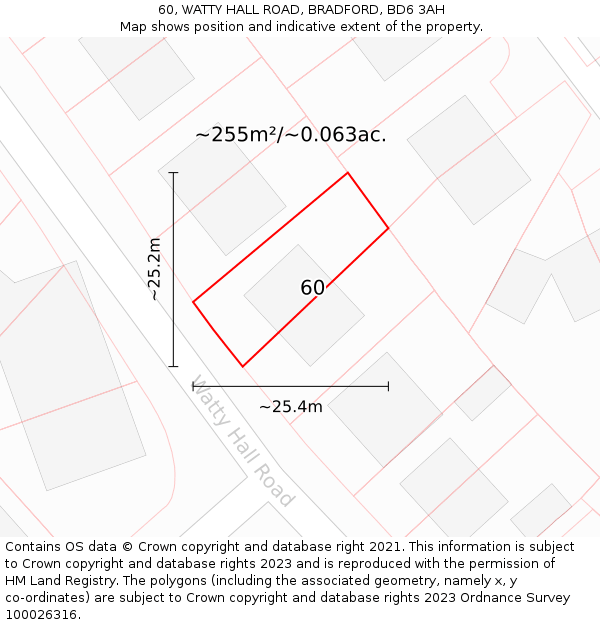 60, WATTY HALL ROAD, BRADFORD, BD6 3AH: Plot and title map