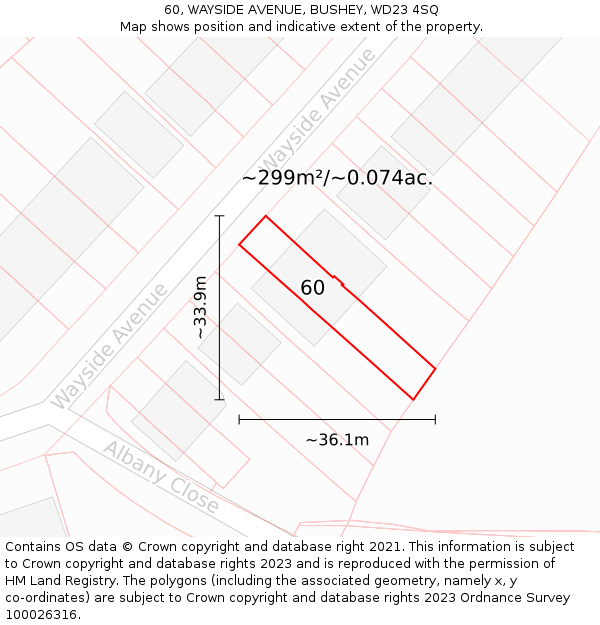 60, WAYSIDE AVENUE, BUSHEY, WD23 4SQ: Plot and title map