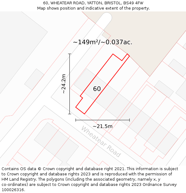 60, WHEATEAR ROAD, YATTON, BRISTOL, BS49 4FW: Plot and title map