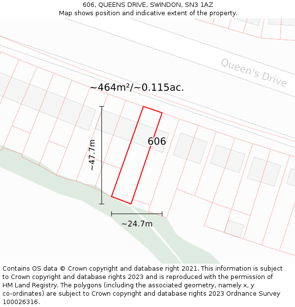 606, QUEENS DRIVE, SWINDON, SN3 1AZ: Plot and title map