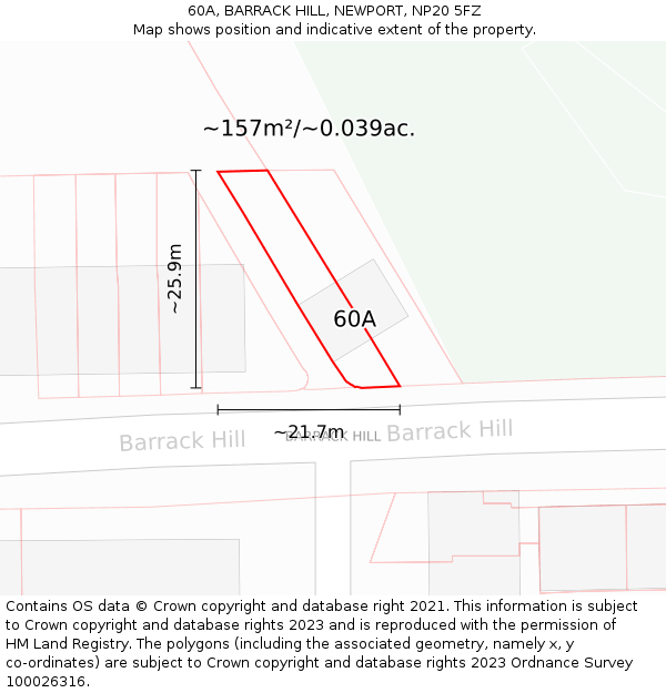 60A, BARRACK HILL, NEWPORT, NP20 5FZ: Plot and title map