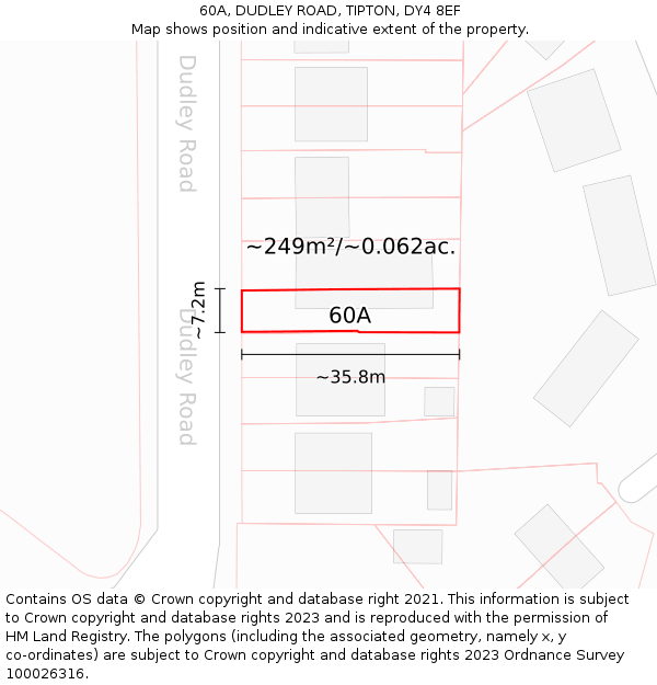 60A, DUDLEY ROAD, TIPTON, DY4 8EF: Plot and title map
